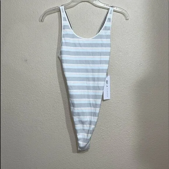 💜 BP x Claudia Sulewski Striped Ribbed Bodysuit Nwt - Picture 4 of 12